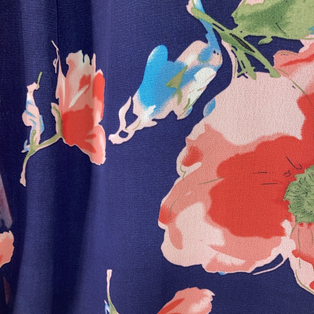 Mabel Dress M Blue Bright Floral Dress Lined Low Back Flowy - Picture 9 of 10